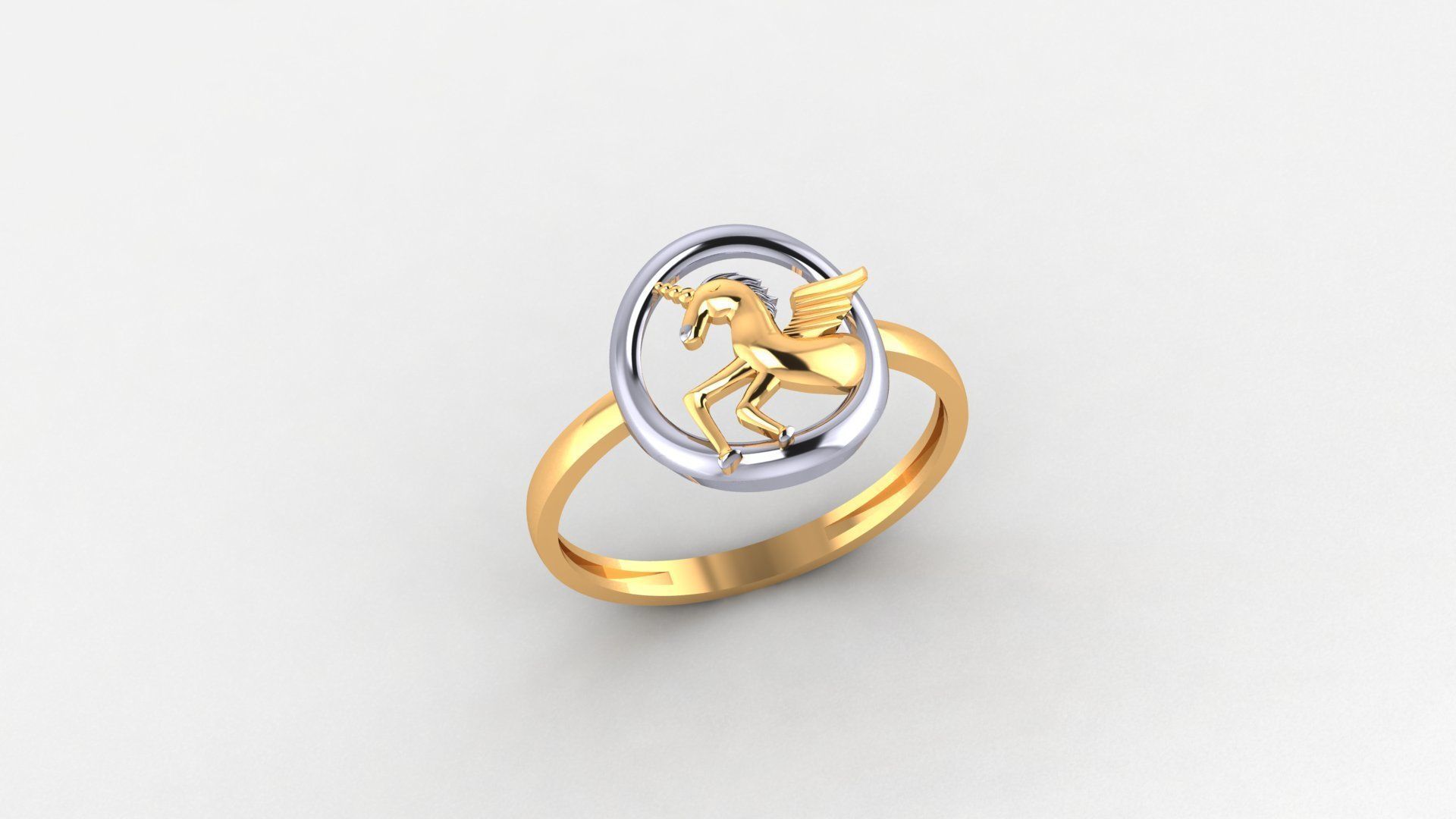 Unicorn Horse Ultra light wt minimalist Plain Gold Ring 3dm stl 3D print model_1