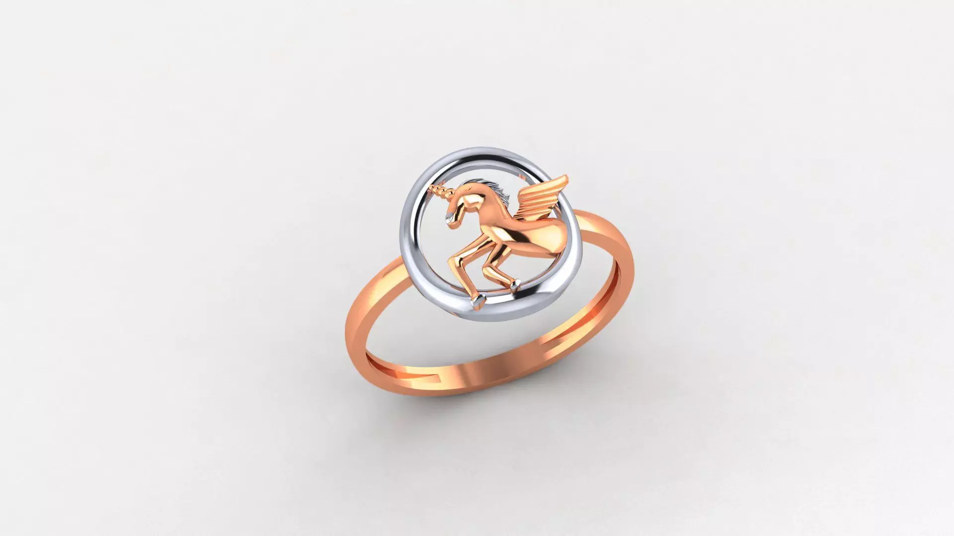 Unicorn Horse Ultra light wt minimalist Plain Gold Ring 3dm stl 3D print model_0