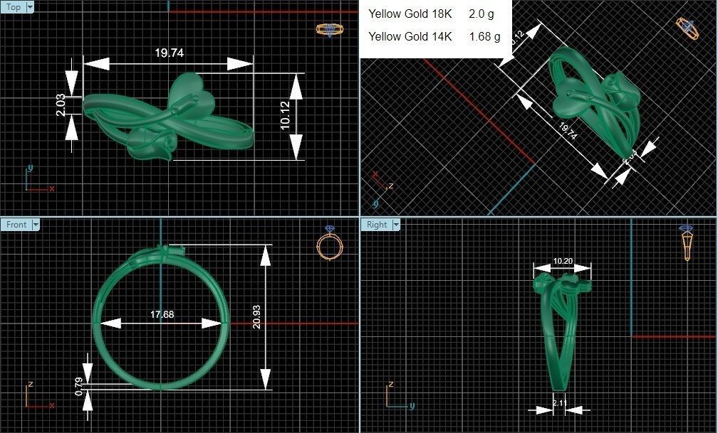Blooming Flower Ultra light wt minimalist Plain Gold Ring 3dm 3D print model_3