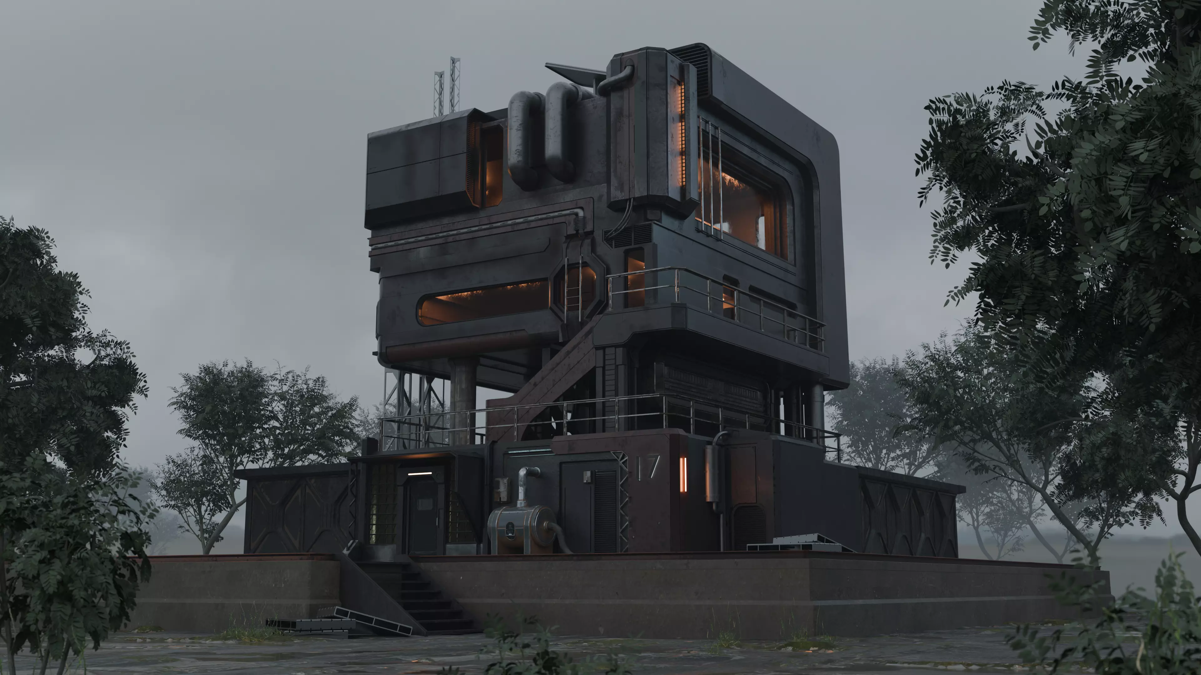 Cyberpunk Exterior Building v5 3D model_0