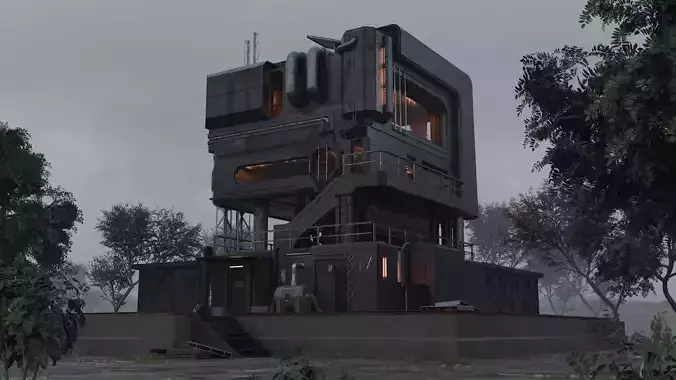 Cyberpunk Exterior Building v5 3D model