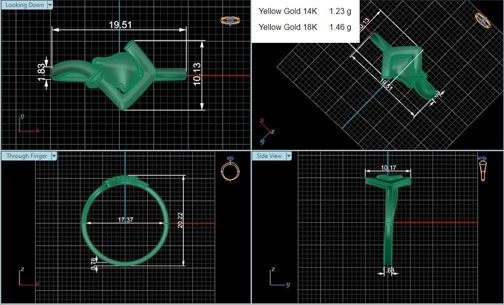 Raising Hand Ultra light wt minimalist Plain Gold Ring 3dm 3D print model_3