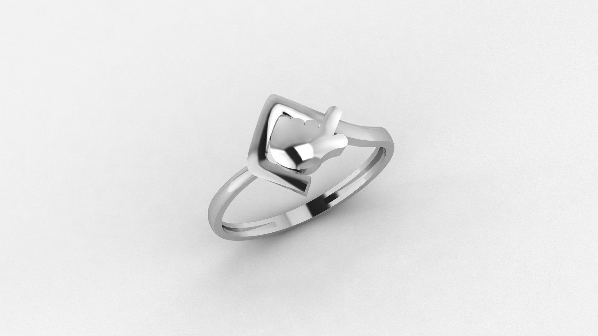 Raising Hand Ultra light wt minimalist Plain Gold Ring 3dm 3D print model_2