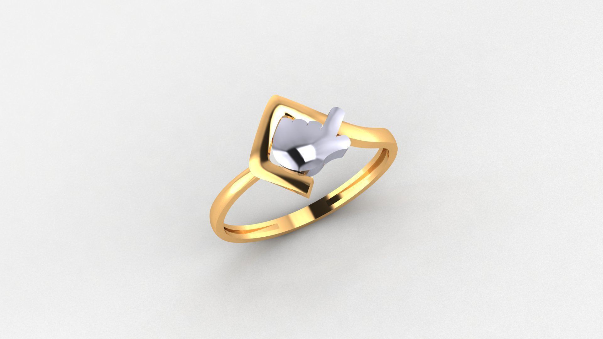 Raising Hand Ultra light wt minimalist Plain Gold Ring 3dm 3D print model_1