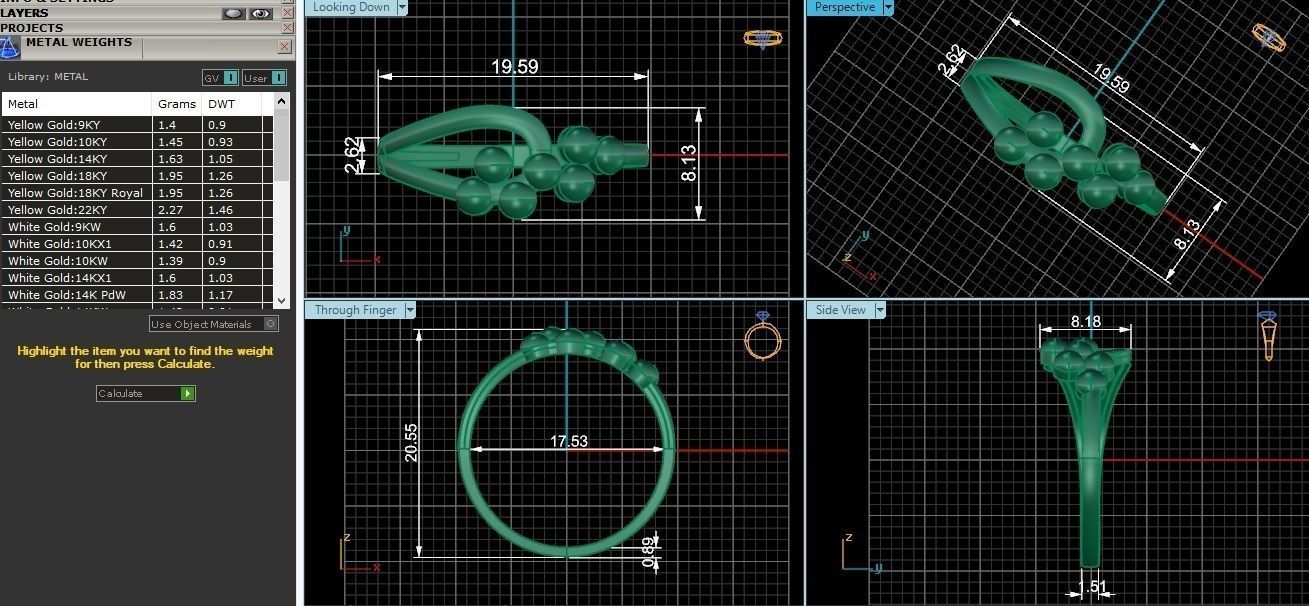 Beads Ultra light wt minimalist Plain Gold Ring 3dm stl renders 3D print model_3