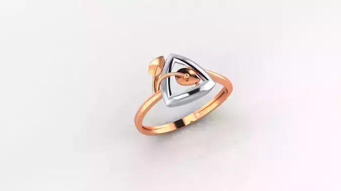 Leaf Triangular Ultra light wt minimalist Plain Gold Ring 3dm