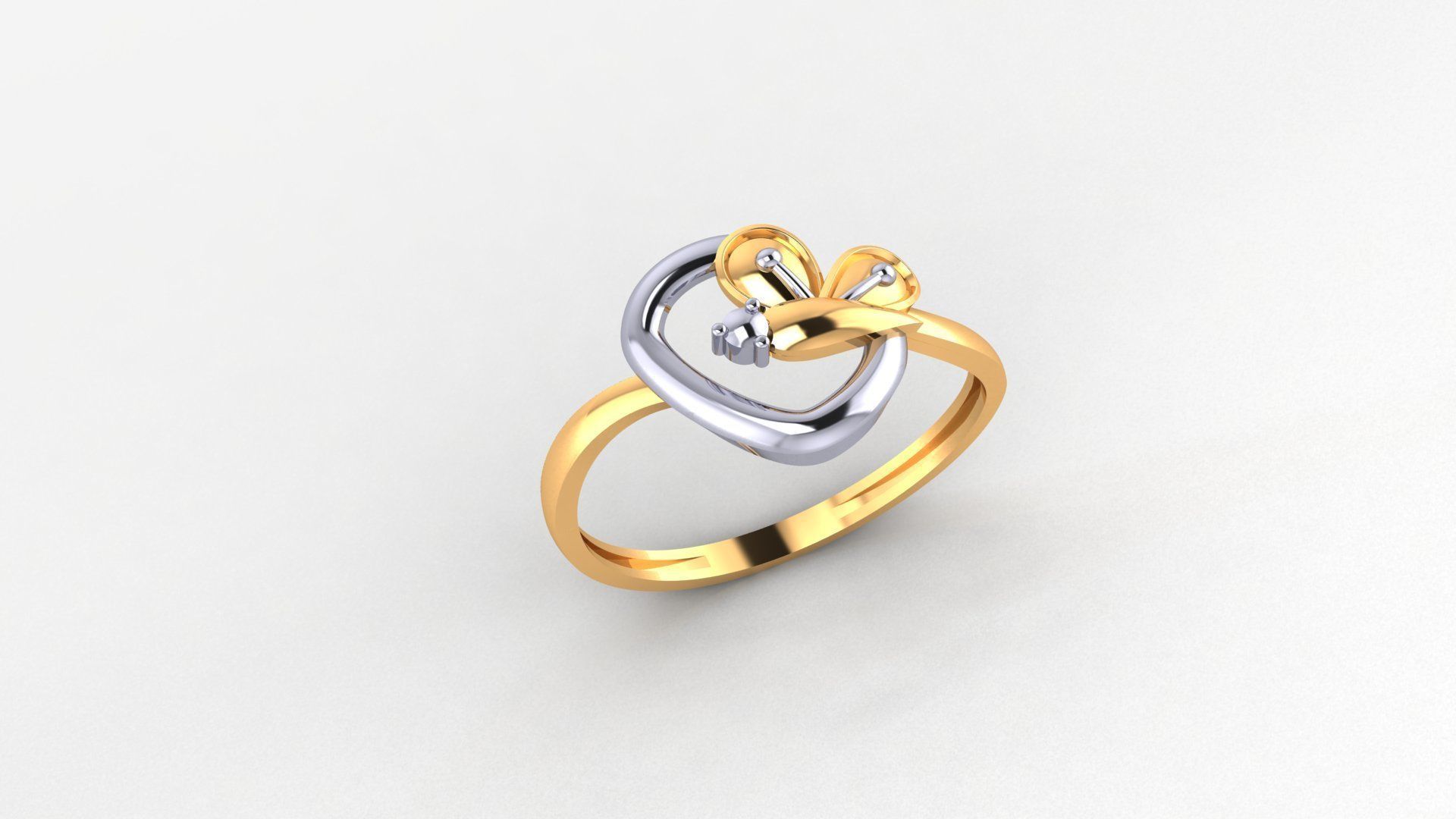 Butterfly Ultra light wt minimalist Plain Gold Ring 3dm 3D print model_1