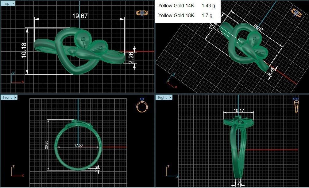 Butterfly Ultra light wt minimalist Plain Gold Ring 3dm 3D print model_3