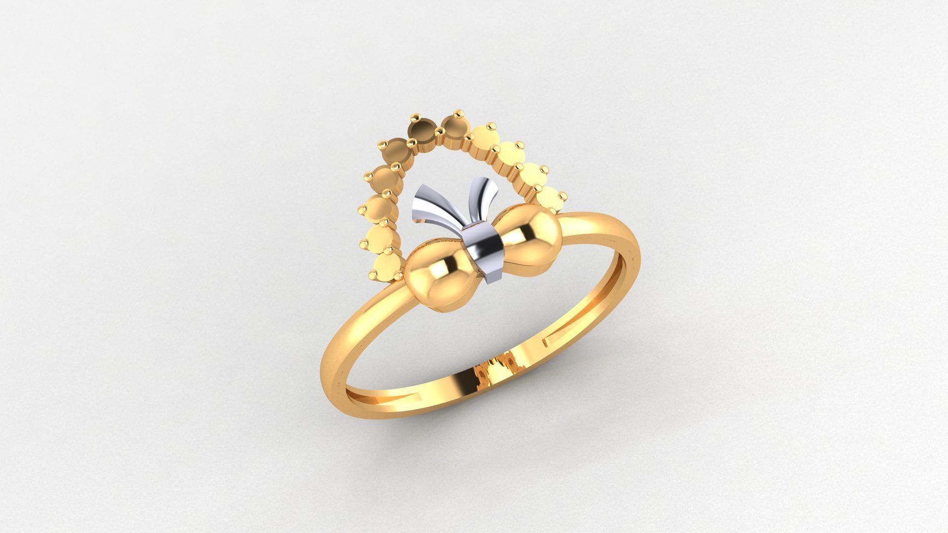 Bow Tie Ultra light wt minimalist Plain Gold Ring 3D print model_1