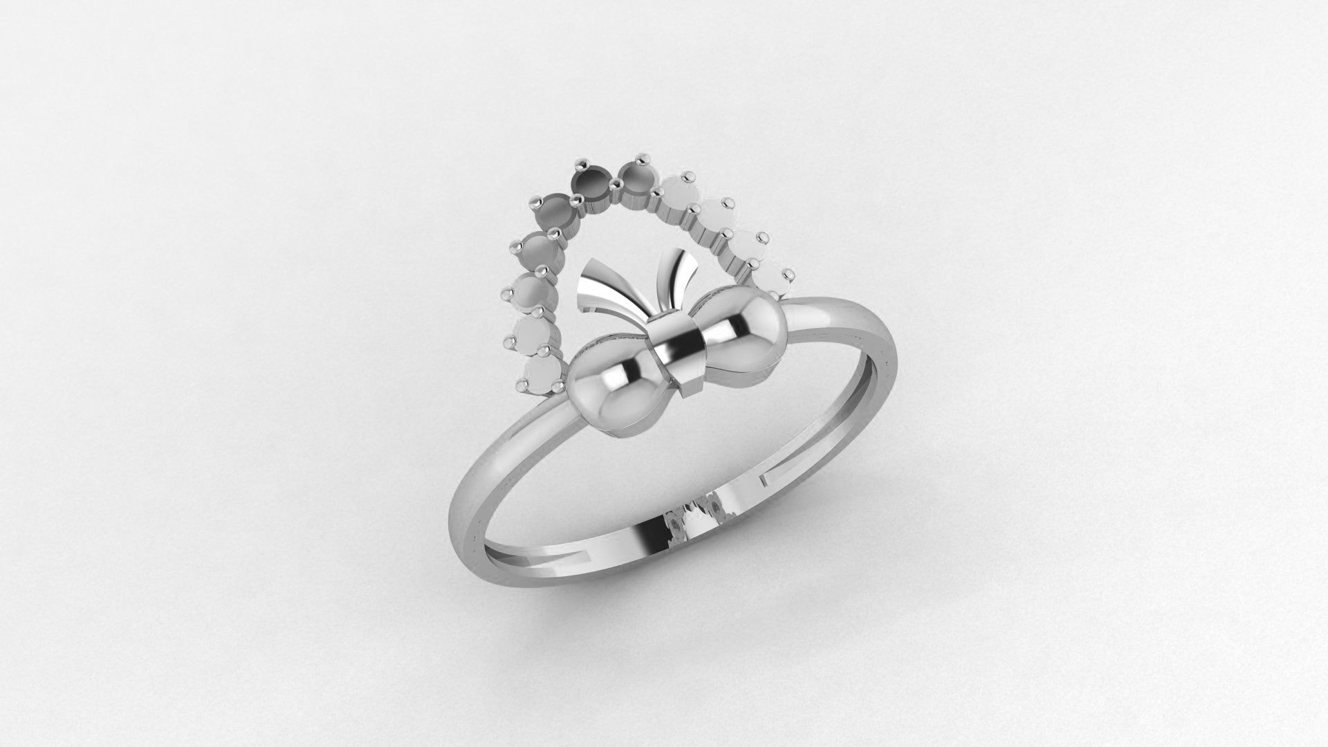 Bow Tie Ultra light wt minimalist Plain Gold Ring 3D print model_2