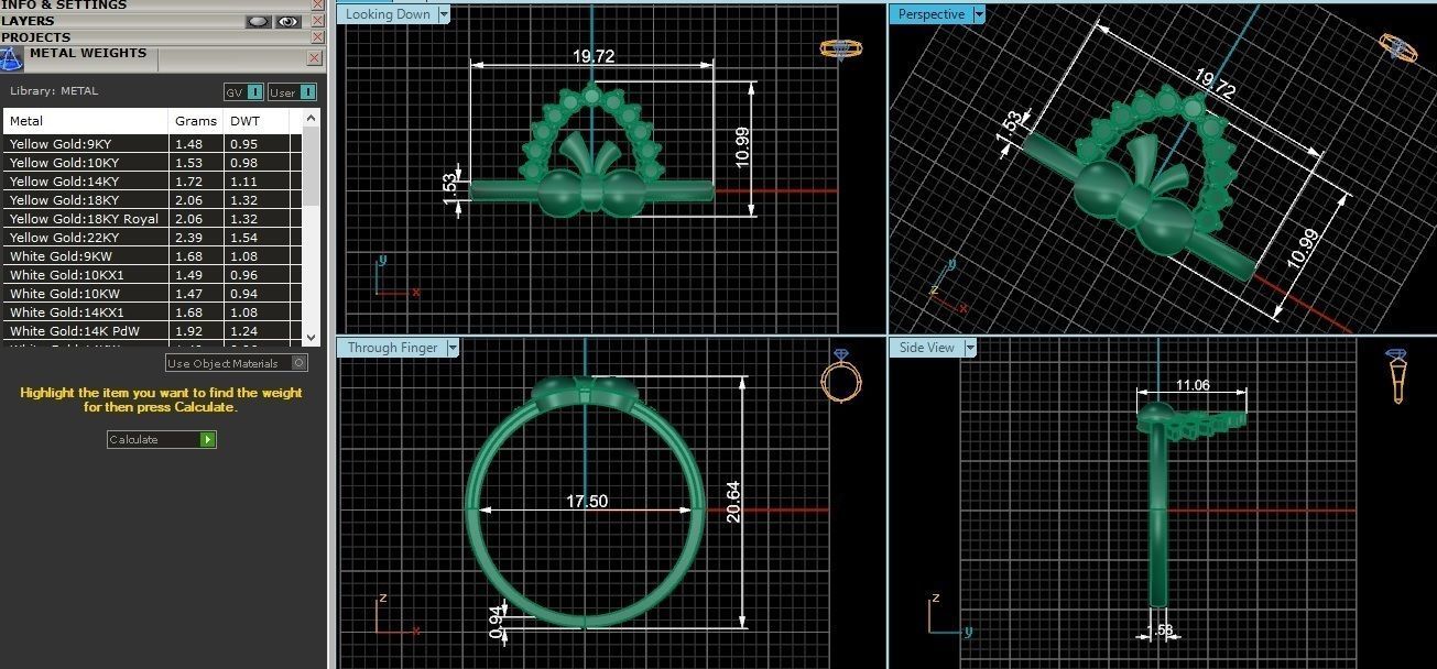 Bow Tie Ultra light wt minimalist Plain Gold Ring 3D print model_3