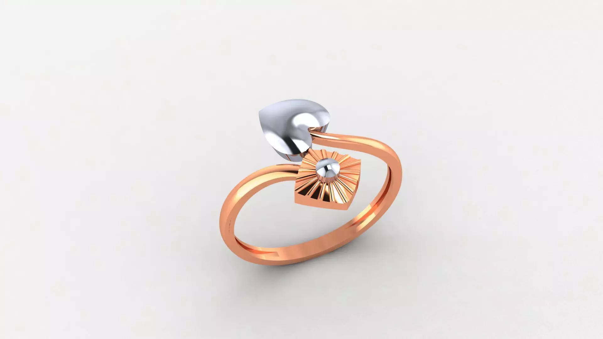 Heart Leaf and Flower Ultra light wt Plain Gold Ring  3D print model_0