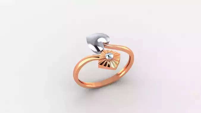 Heart Leaf and Flower Ultra light wt Plain Gold Ring  3D print model