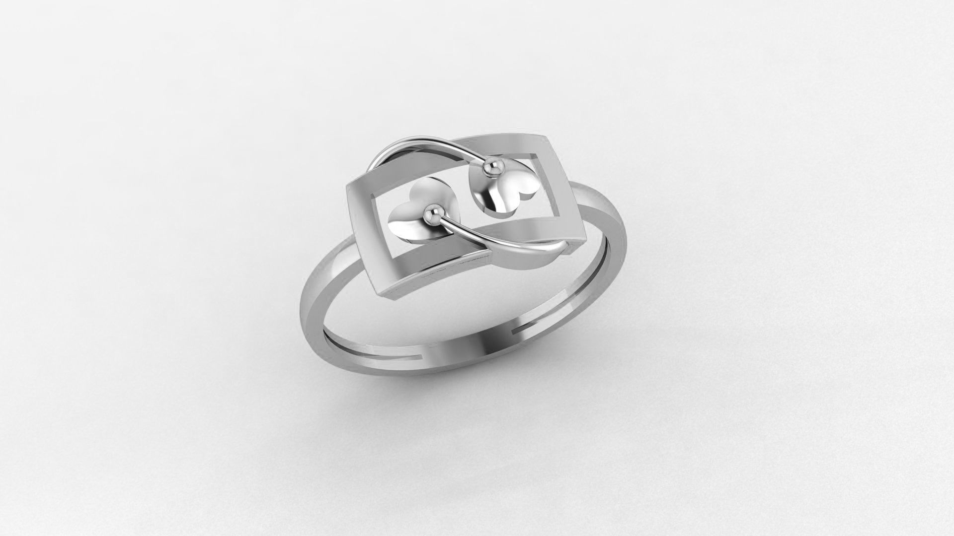 Couple Heart Ultra light wt minimalist Plain Gold Ring 3D print model_2