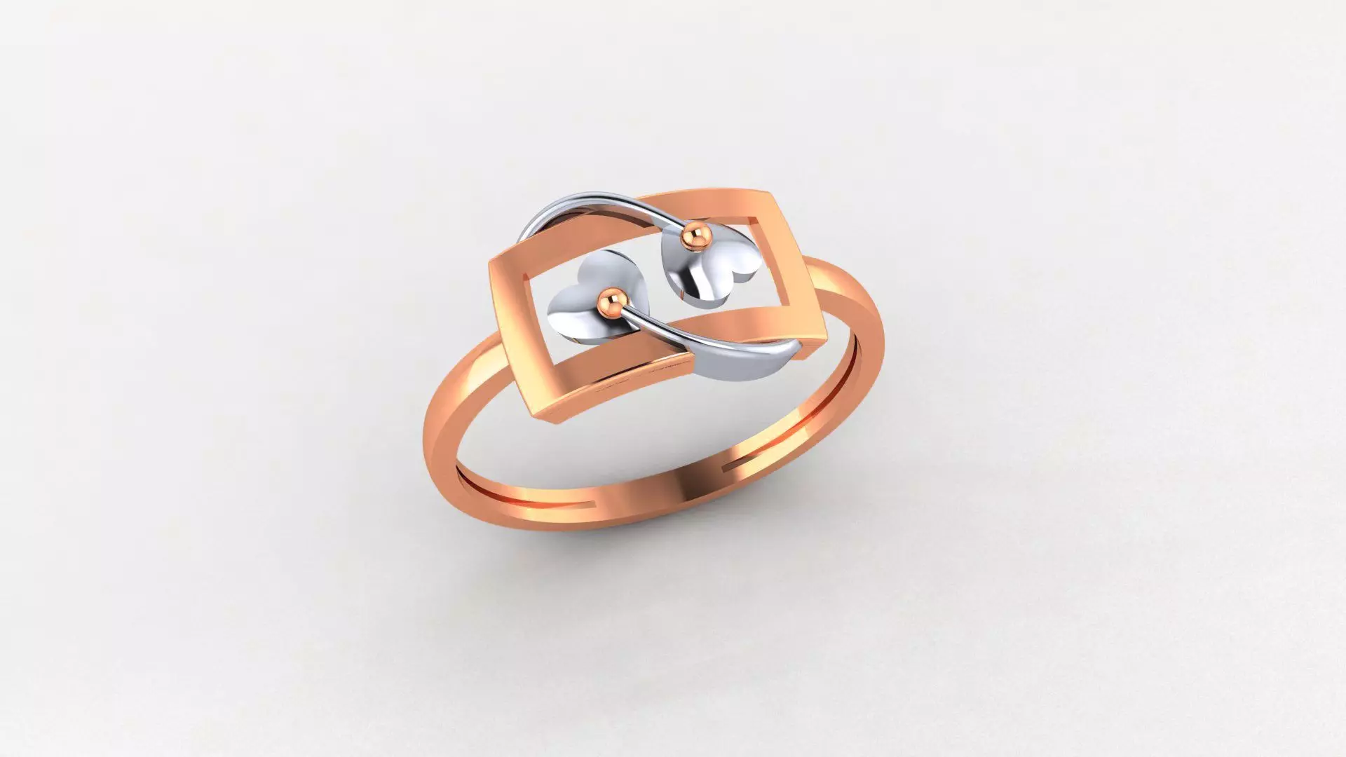Couple Heart Ultra light wt minimalist Plain Gold Ring 3D print model_0