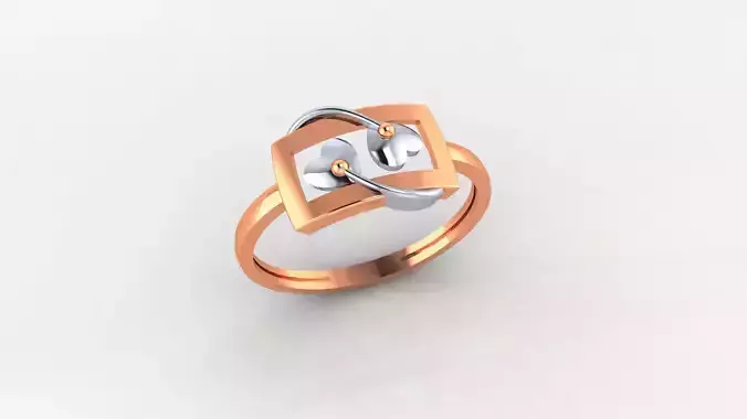 Couple Heart Ultra light wt minimalist Plain Gold Ring 3D print model