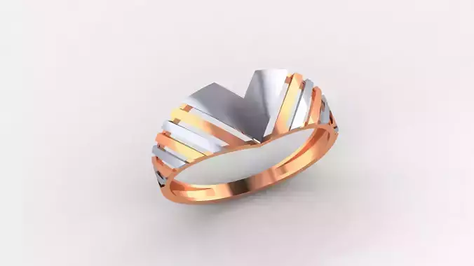 V Victory Ultra light wt minimalist Plain Gold Ring 3dm stl