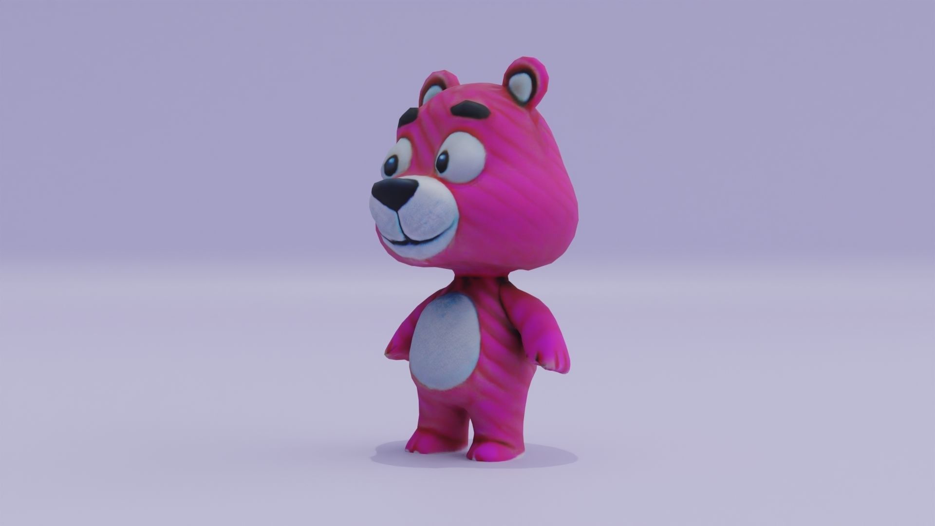 Pink Teddy Bear Plushie Toy Cartoon Low-poly 3D model_1