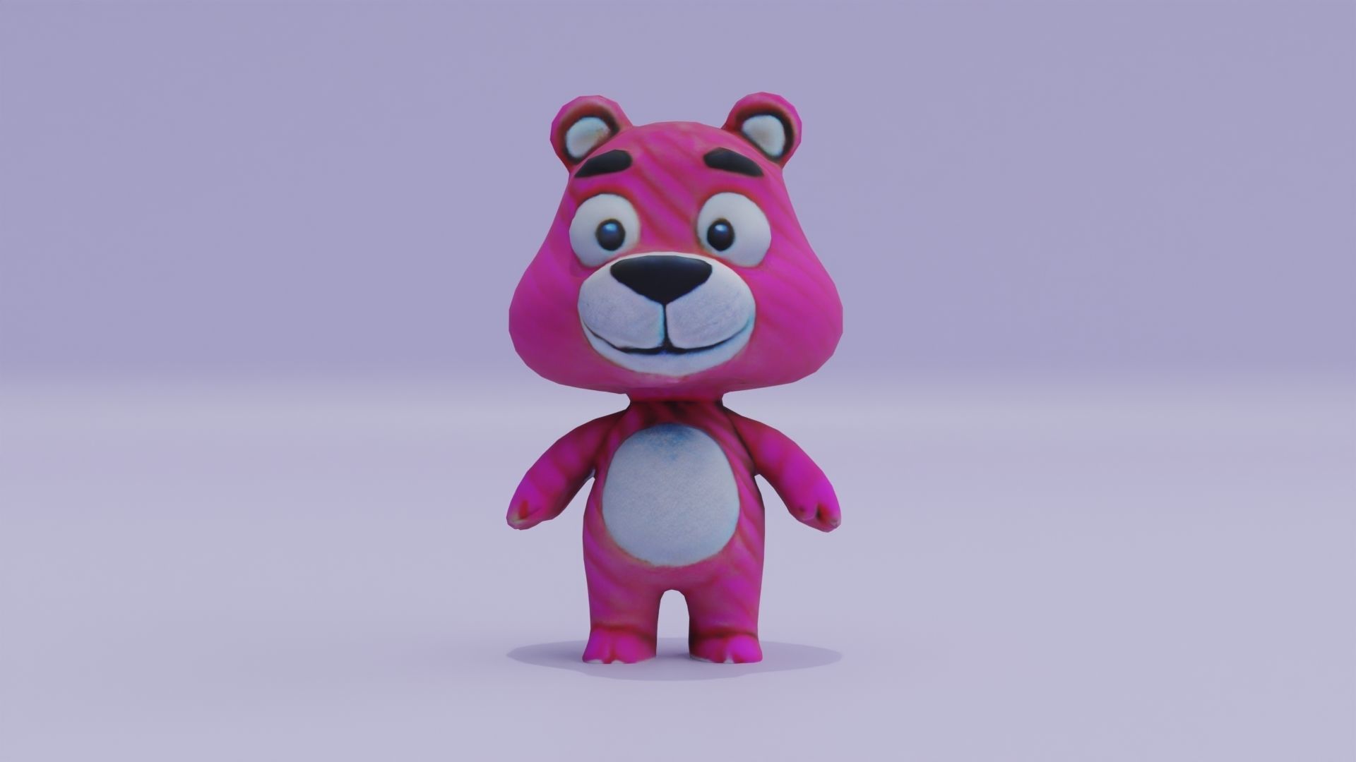 Pink Teddy Bear Plushie Toy Cartoon Low-poly 3D model_9