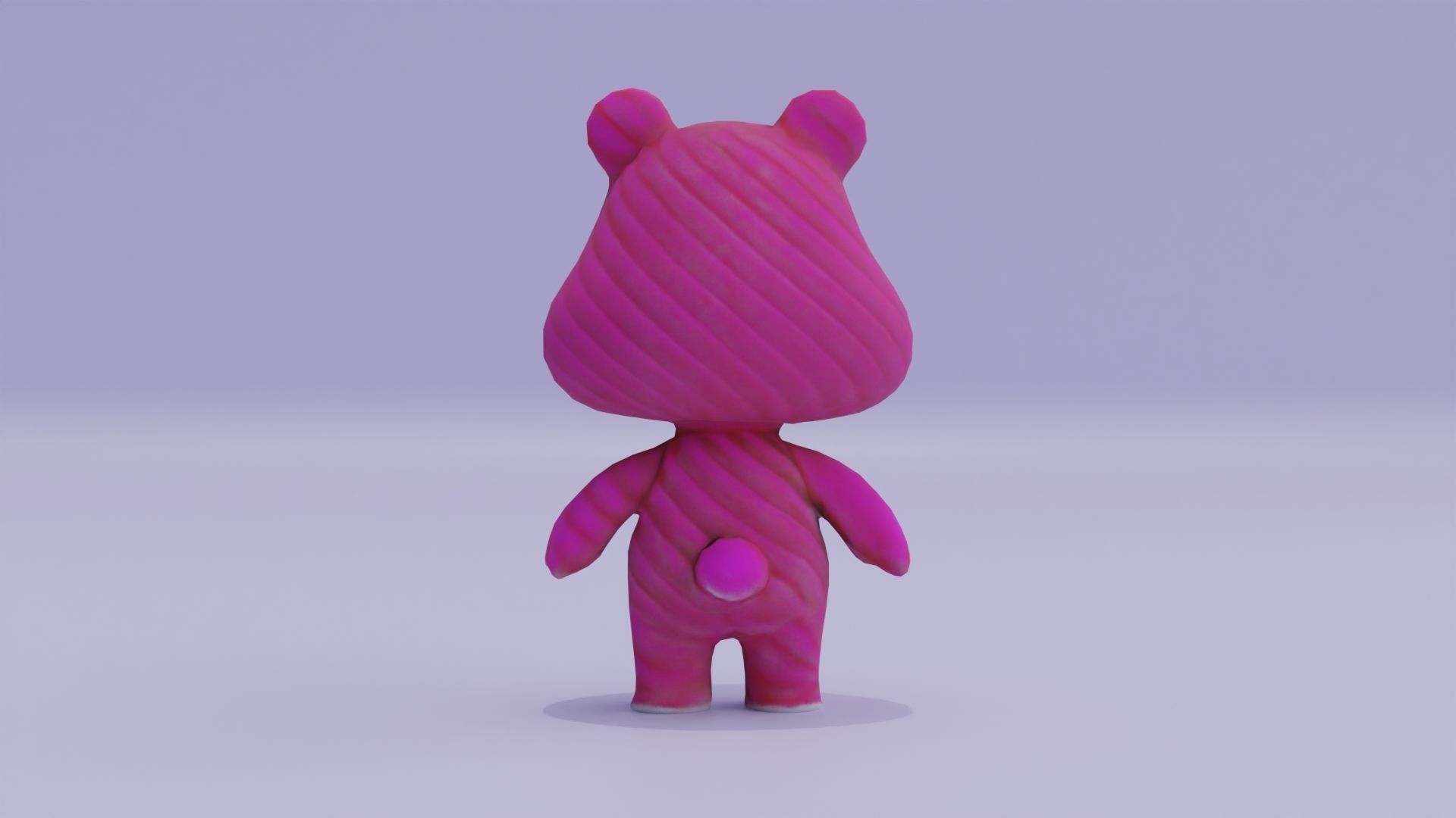 Pink Teddy Bear Plushie Toy Cartoon Low-poly 3D model_4