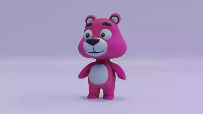 Pink Teddy Bear Plushie Toy Cartoon