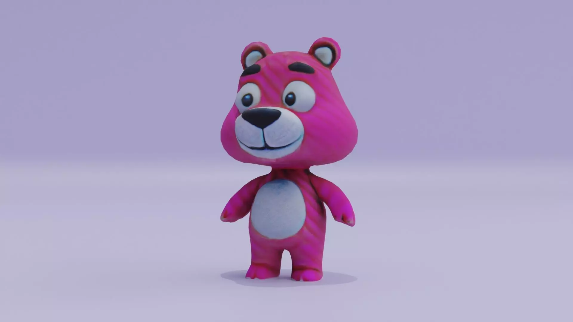 Pink Teddy Bear Plushie Toy Cartoon Low-poly 3D model_0