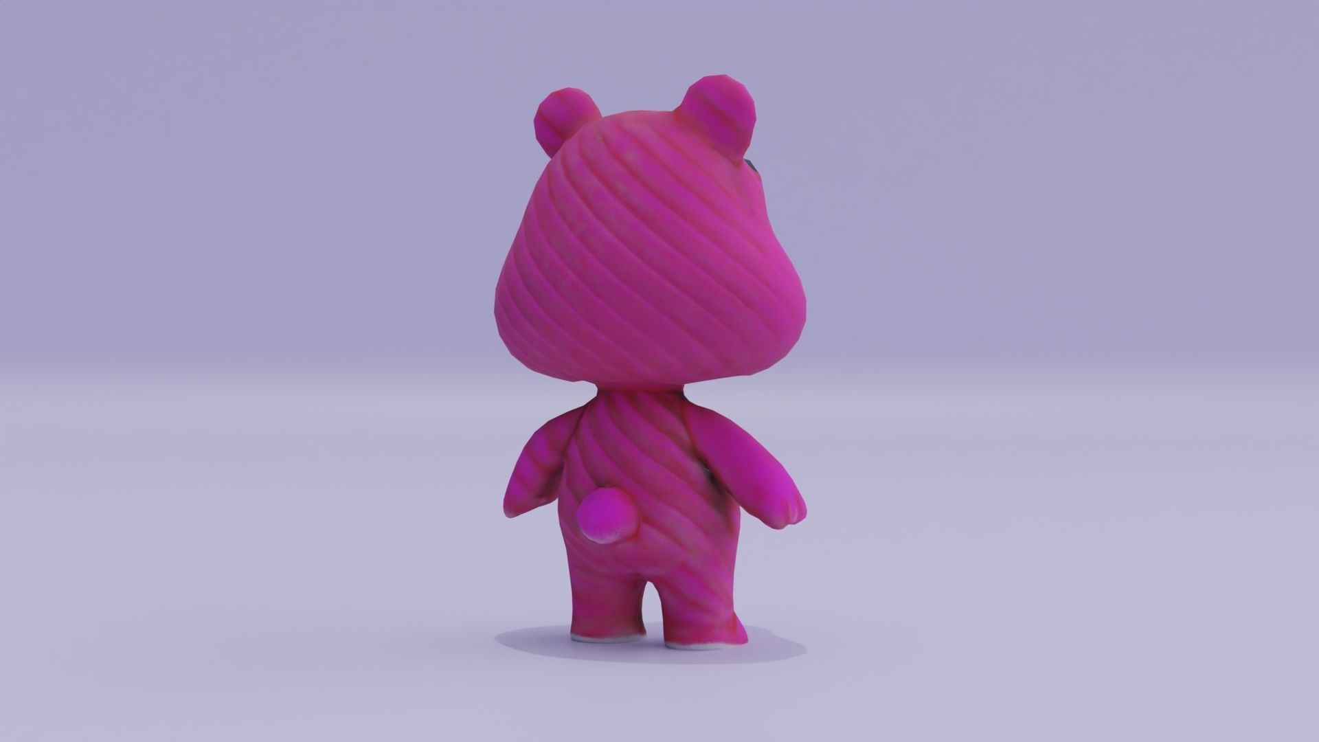 Pink Teddy Bear Plushie Toy Cartoon Low-poly 3D model_5