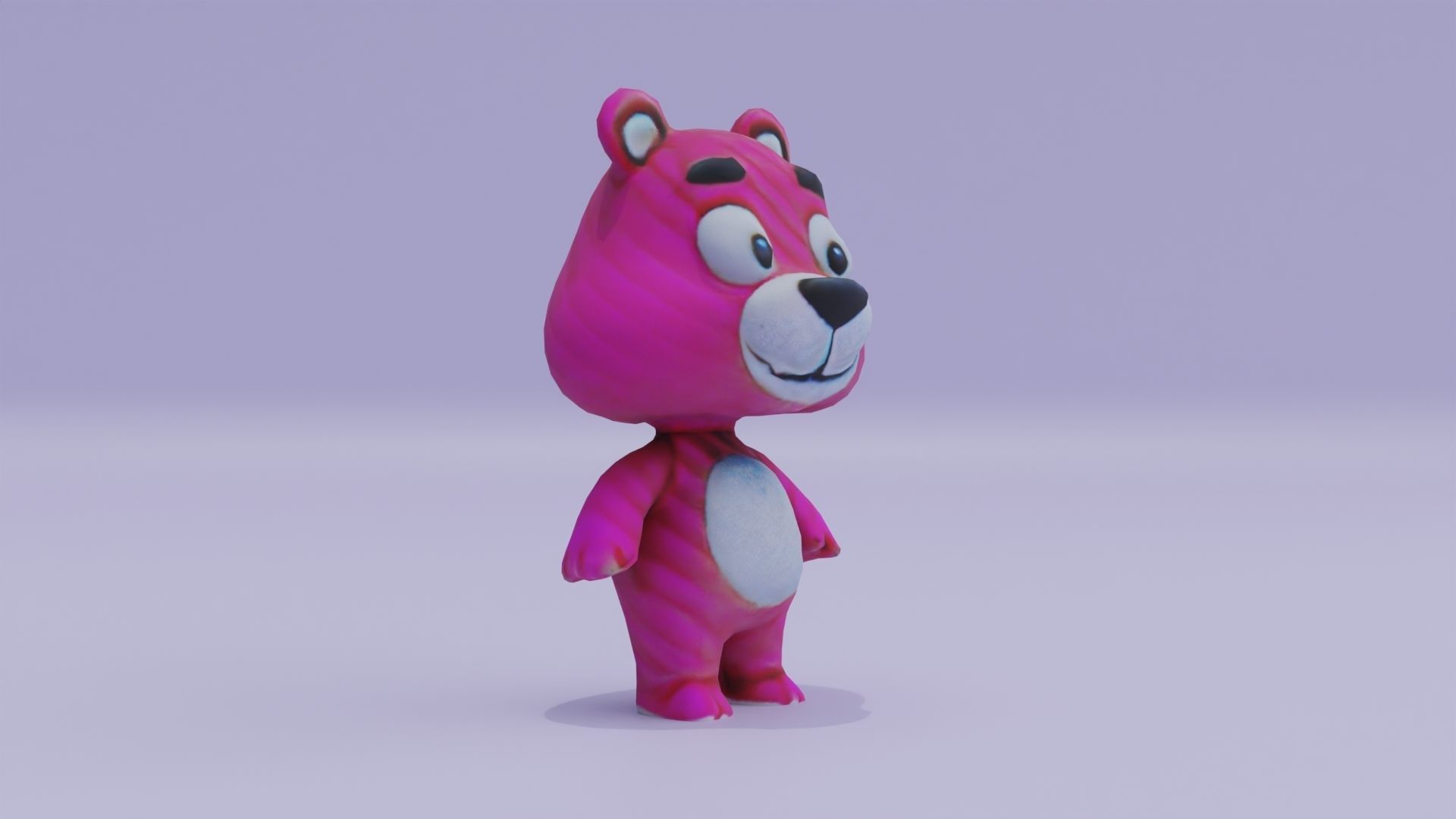 Pink Teddy Bear Plushie Toy Cartoon Low-poly 3D model_8