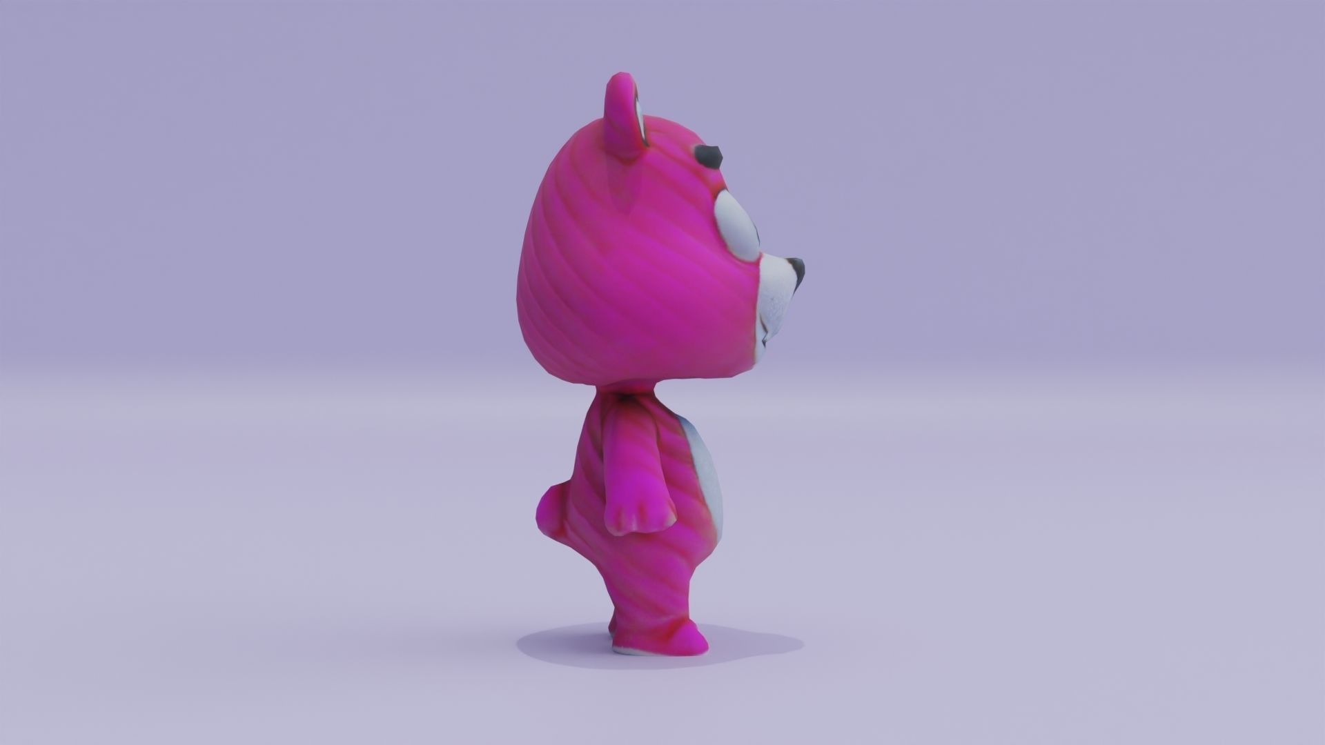 Pink Teddy Bear Plushie Toy Cartoon Low-poly 3D model_7