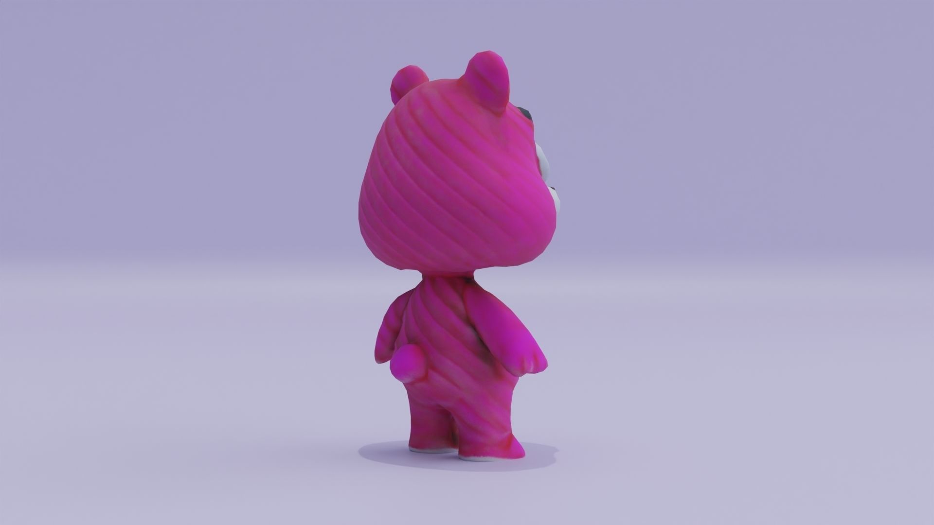 Pink Teddy Bear Plushie Toy Cartoon Low-poly 3D model_6