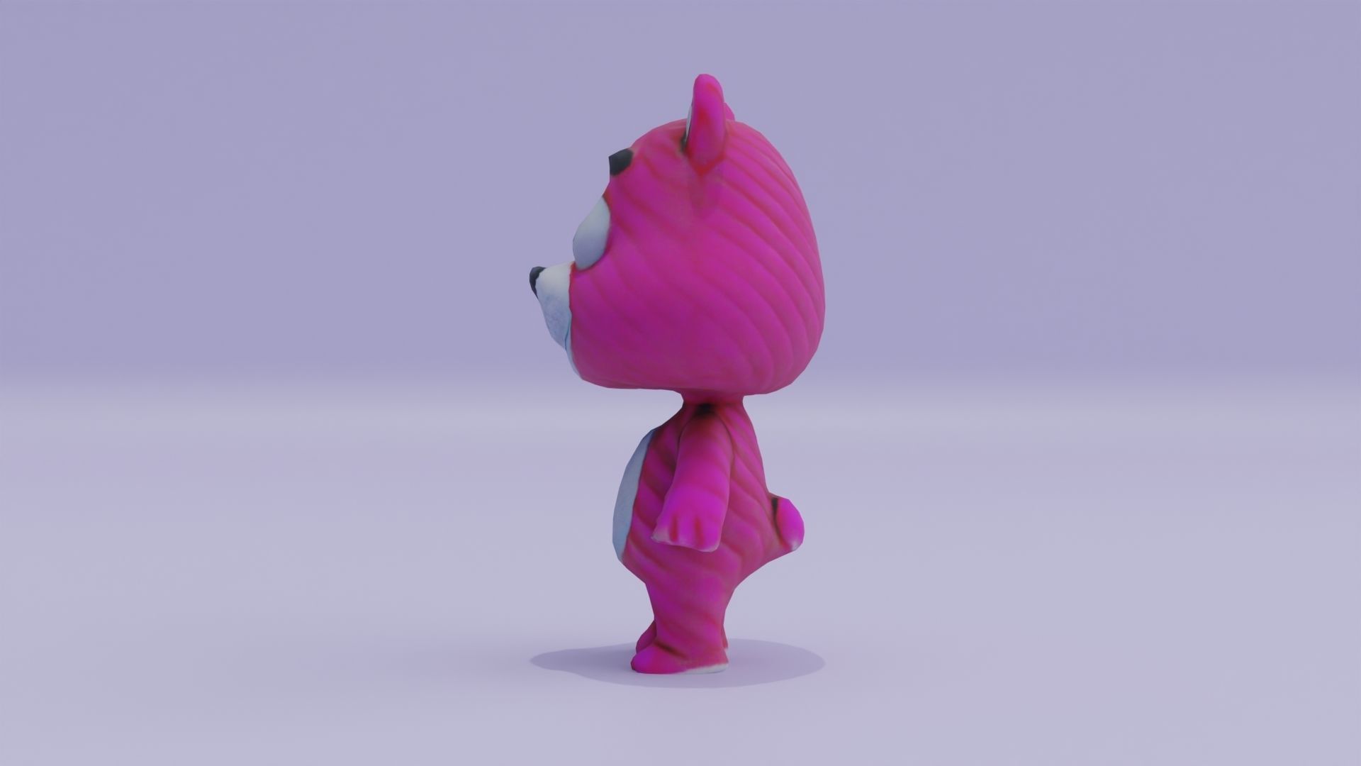Pink Teddy Bear Plushie Toy Cartoon Low-poly 3D model_2