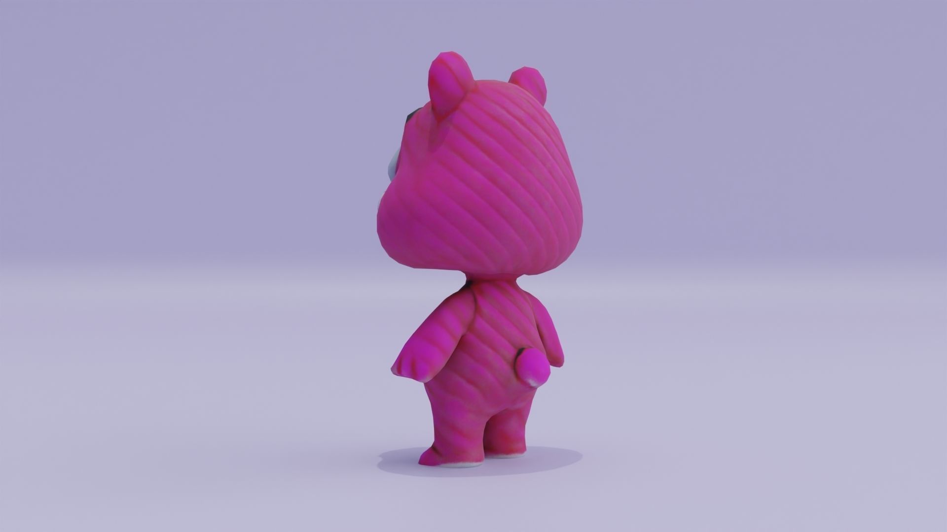 Pink Teddy Bear Plushie Toy Cartoon Low-poly 3D model_3