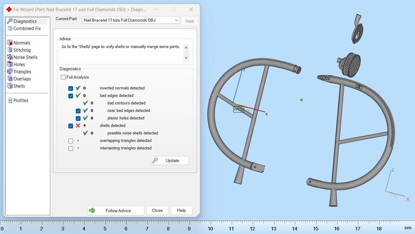 Juste un clou Bracelet 17 Size Full Diamonds N206 3D print model_10