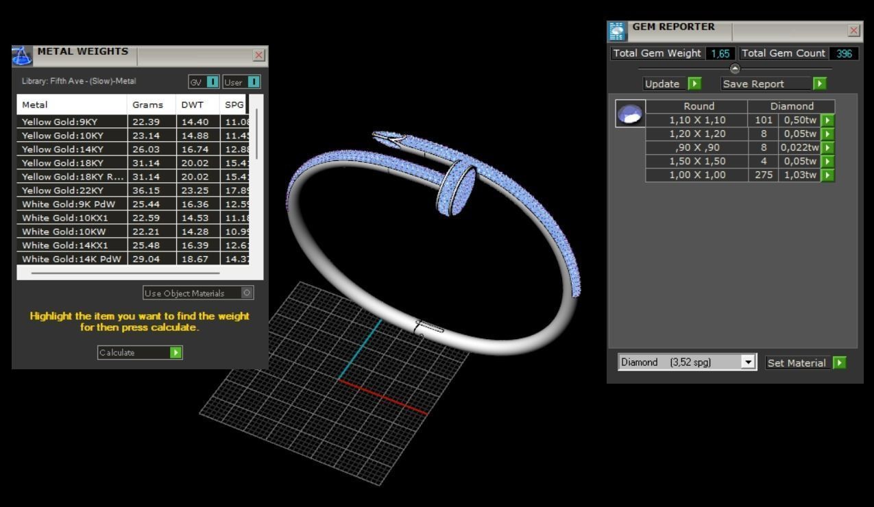 Juste un clou Bracelet 17 Size Full Diamonds N206 3D print model_9