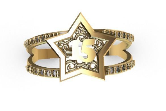 Anillo de 15 para dama-mujer -v- 3D print model_4