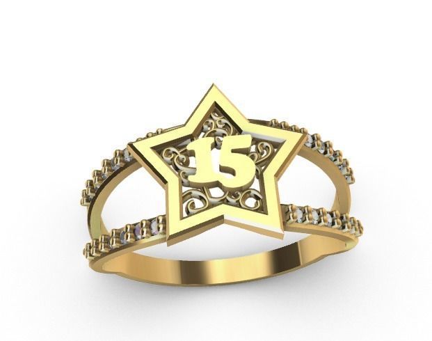 Anillo de 15 para dama-mujer -v- 3D print model_3