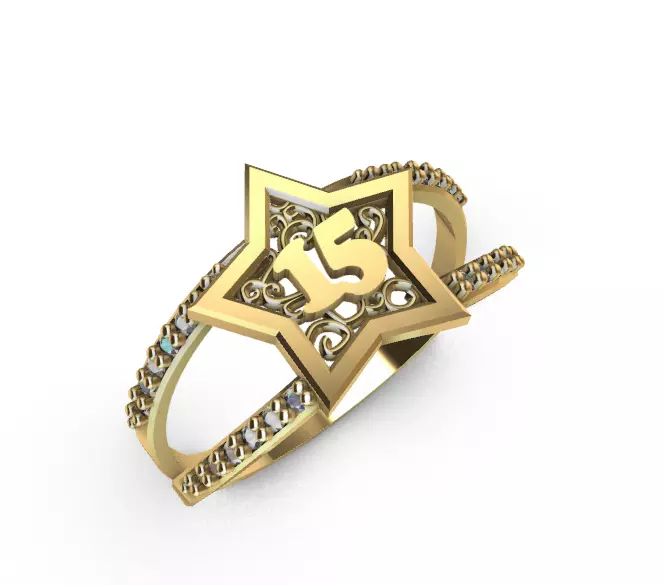 Anillo de 15 para dama-mujer -v- 3D print model_0