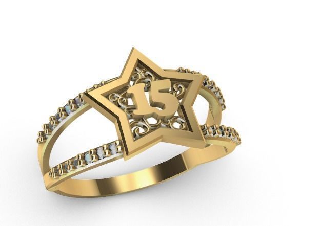 Anillo de 15 para dama-mujer -v- 3D print model_1