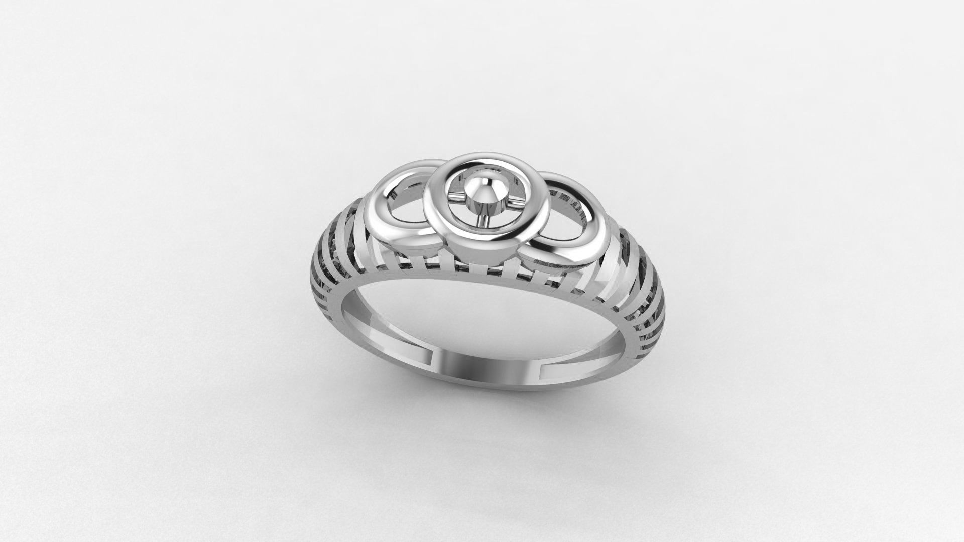 Wire Mesh Flower Ultra light wt minimalist Plain Gold Ring 3D print model_2