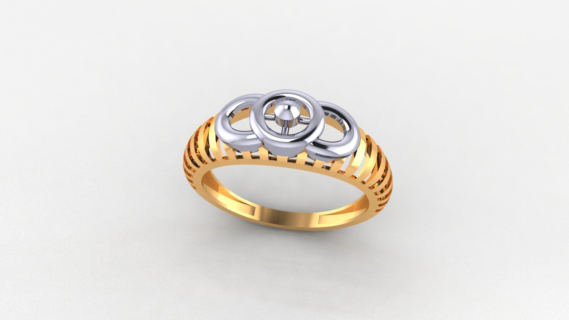 Wire Mesh Flower Ultra light wt minimalist Plain Gold Ring 3D print model_1