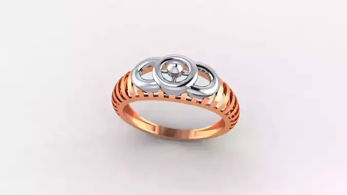 Wire Mesh Flower Ultra light wt minimalist Plain Gold Ring 3D print model