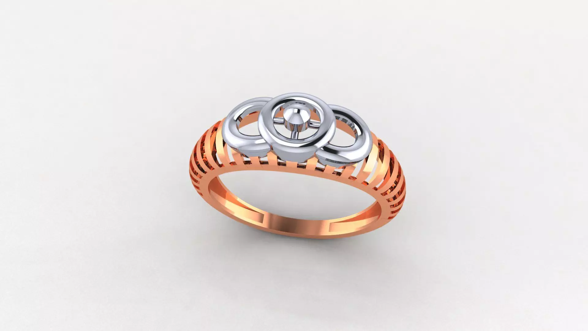 Wire Mesh Flower Ultra light wt minimalist Plain Gold Ring 3D print model_0