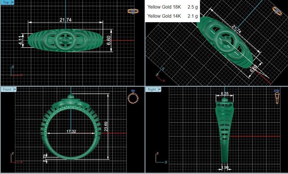 Wire Mesh Flower Ultra light wt minimalist Plain Gold Ring 3D print model_3
