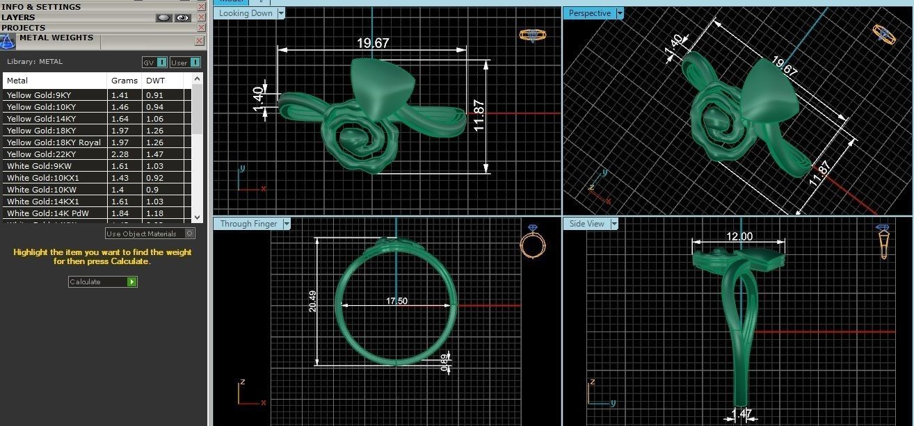 Arrow on Droplet Ultra light wt minimalist Plain Gold Ring 3dm 3D print model_3