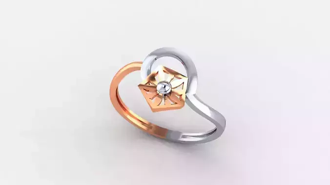 Geometric Flower Ultra light wt minimalist Plain Gold Ring