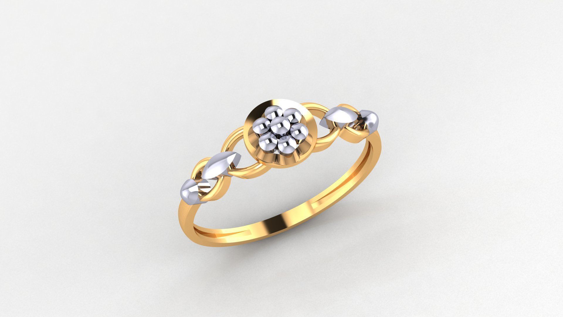 Blooming Flower Wire Ultra light wt Plain Gold Ring 3D print model_1