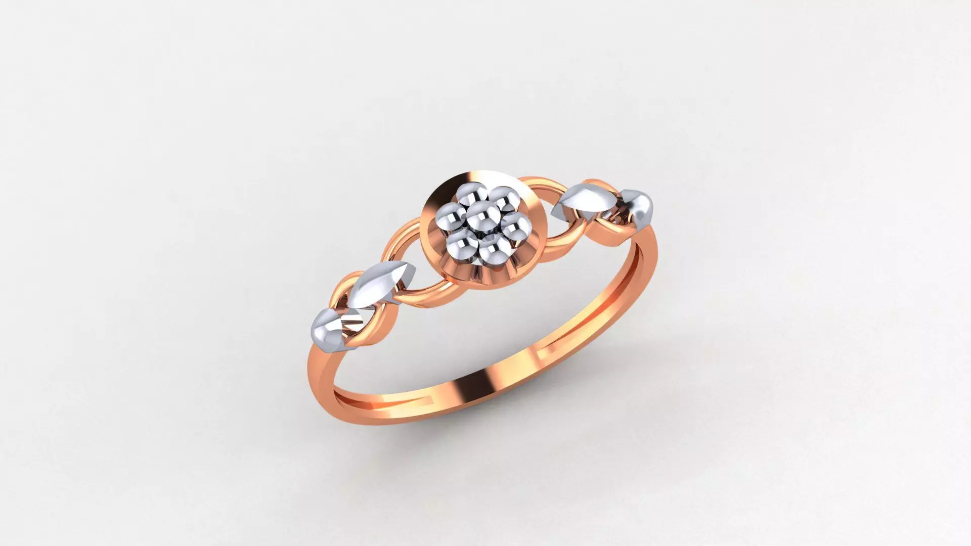 Blooming Flower Wire Ultra light wt Plain Gold Ring 3D print model_0