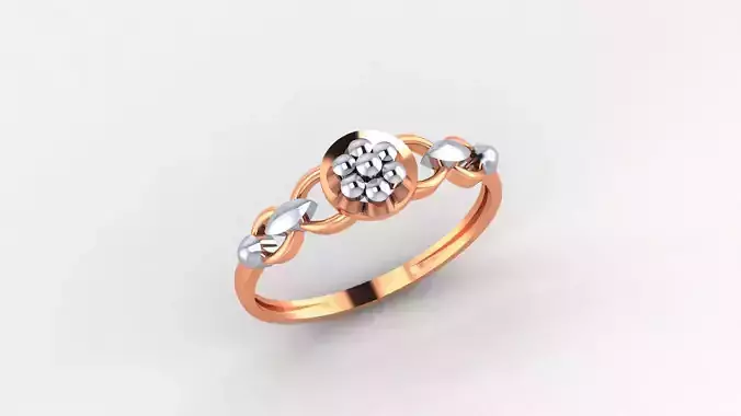 Blooming Flower Wire Ultra light wt Plain Gold Ring 3D print model