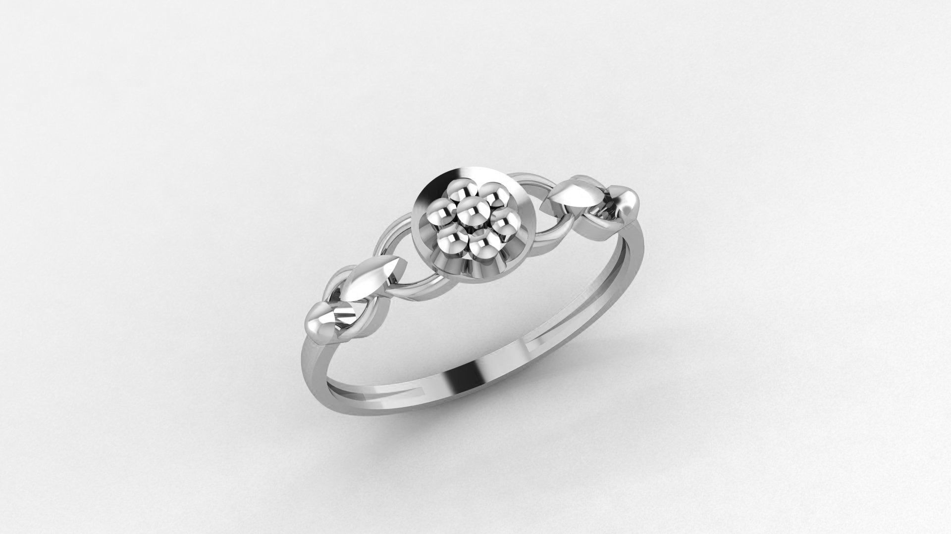 Blooming Flower Wire Ultra light wt Plain Gold Ring 3D print model_2