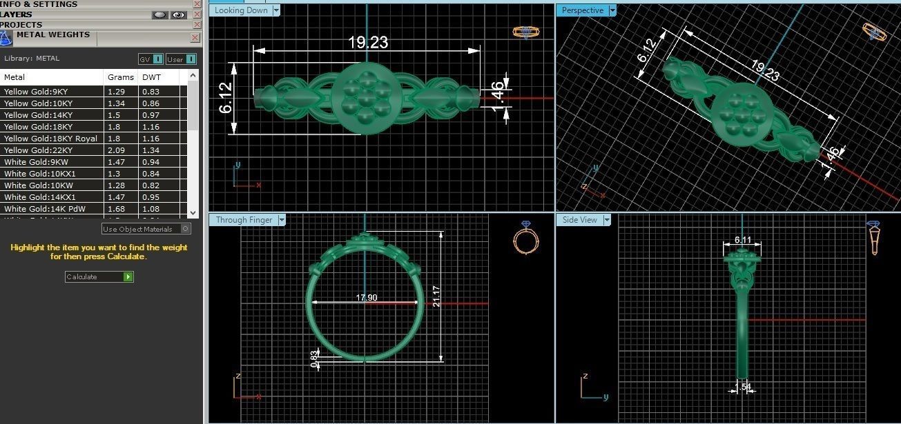 Blooming Flower Wire Ultra light wt Plain Gold Ring 3D print model_3